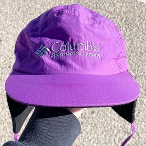 Vtg 1990s Columbia Sportswear Removable Ear Flaps 5 Panel Winter Trapper Hat (M)